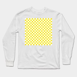 Wonky Checkerboard, White and Yellow Long Sleeve T-Shirt